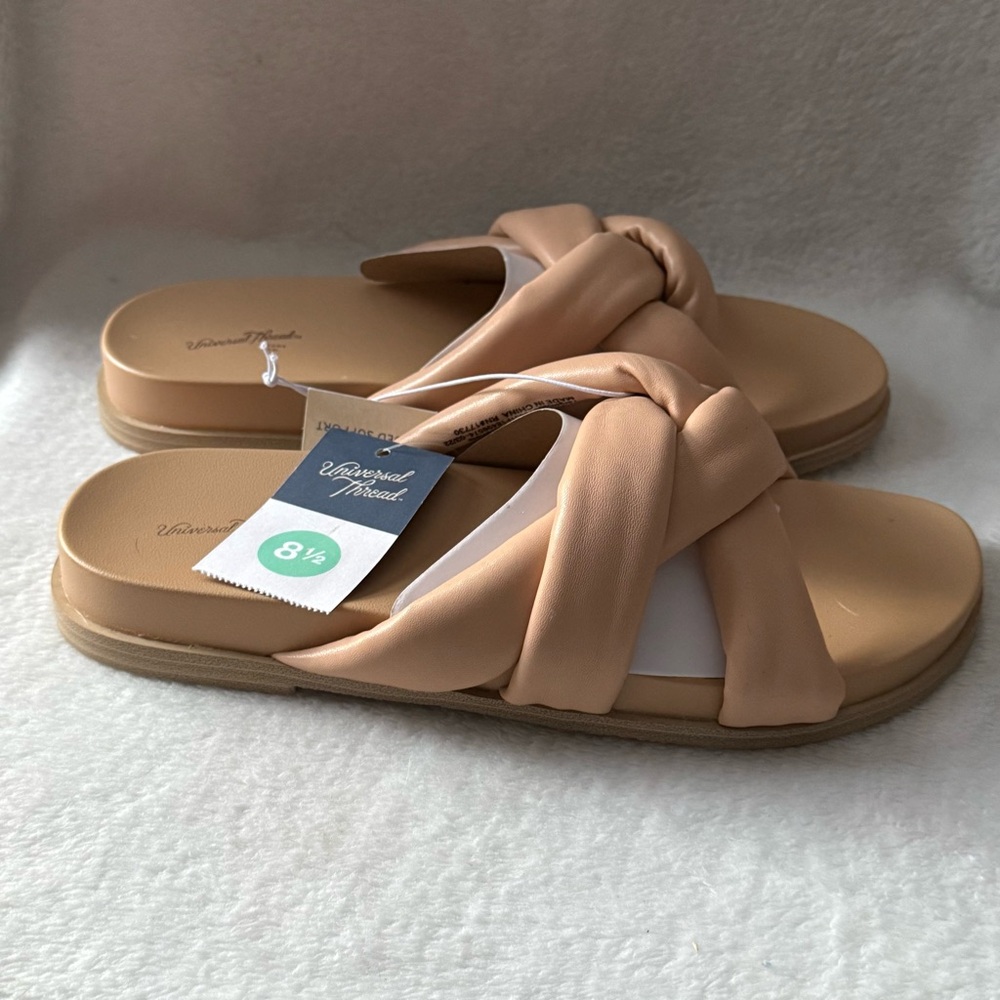 Universal Thread Women's‎ Tan Slide Sandals Size 8.5 Open Toe Slip On New